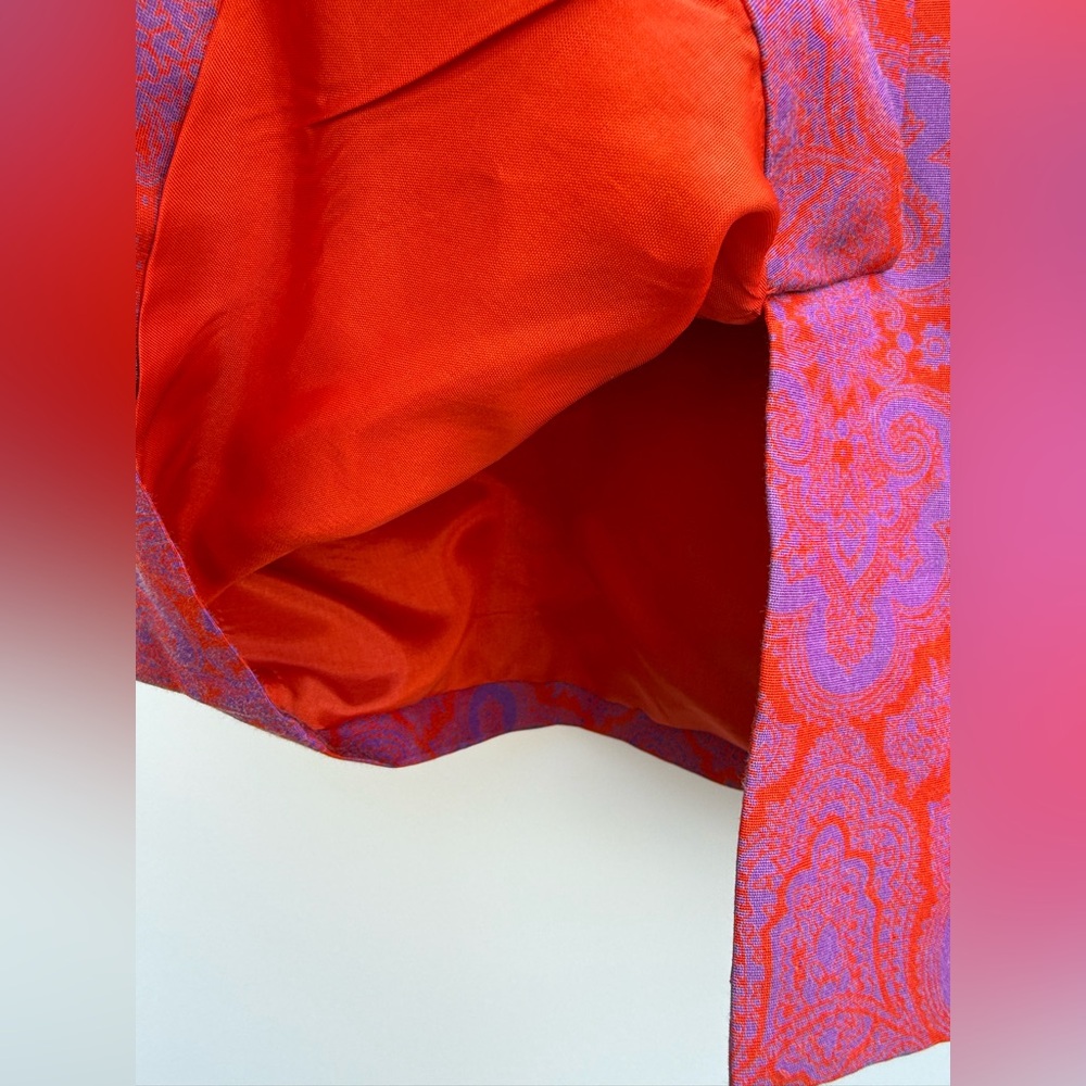 J.Crew Ella Dress In Medallion Paisley Size 00 Purple Orange Strapless Dress - Picture 9 of 16